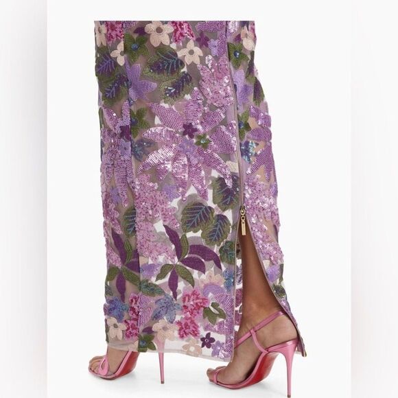 NWOT BRONX AND BANCO Dahlia Strapless Floral-Embroidered Sequin Wedding Gown - Picture 8 of 12